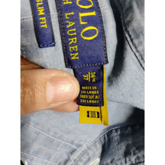 Polo Ralph Lauren Shirt DS Carryover Size 141/2  Mens Button down cotton blue - Picture 11 of 12